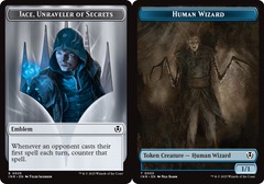 Emblem - Jace, Unraveler of Secrets (25) // Human Wizard (5) Token - Foil